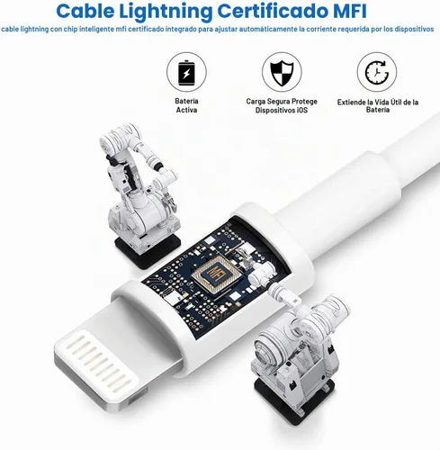 Vista 4 de Cargador para iPad, adaptador de bloque portátil plegable rápido de 12W USB para iPad, con cable de carga USB A a Lightning para iPhone, compatible