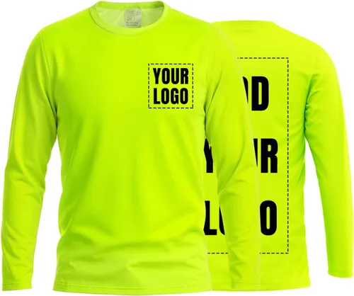 Vista 18 de La alta visibilidad reflexiva de las camisetas de la seguridad del logotipo de encargo Hola Vis de Verde neón - Estilo 8