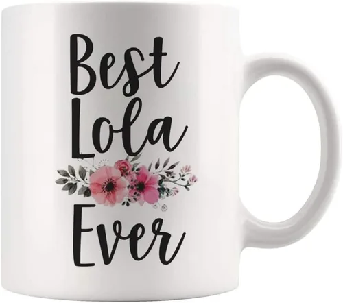 Vista 2 de Fonhark - Taza de café Lola, abuela filipina, Best Lola Ever, cultura pop de reality TV, taza novedosa de 11 onzas, color blanco