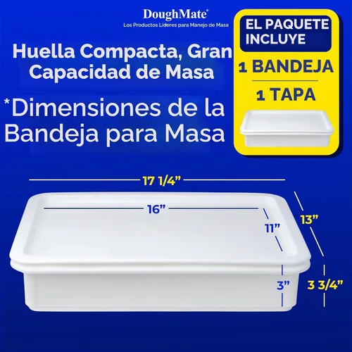 Vista 2 de 1 bandeja a prueba de masa de pizza con 1 tapa, capacidad para 6 bolas de masa, fácil de limpiar, duradera, certificado NSF®, fabricado en Estados
