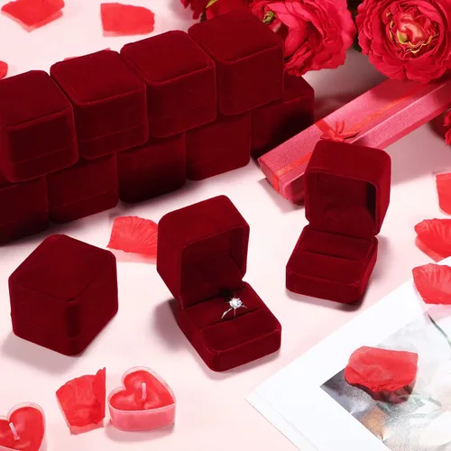 Vista 5 de BBTO Caja de terciopelo para anillos de 36 piezas para ceremonia de boda, caja de anillo de compromiso, caja de regalo para anillos de boda, caja