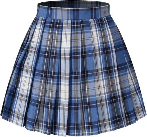 Vista 36 de Faldas plisadas a cuadros de cintura alta para mujeres y niñas, talla grande, uniforme escolar, mini disfraces de cosplay
