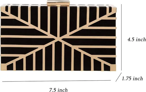 Vista 4 de CARIEDO Bolso de noche para mujer, elegante bolso de mano de terciopelo exquisito metal hueco, bolsos de graduación, boda, fiesta