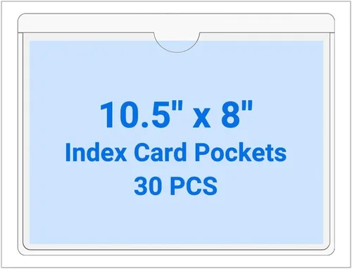 Vista 9 de 30 PCS Clear Self Adhesive Plastic Label Pockets, Top Loading Business & Library Index Card Holders, Peel and Stick Sleeves for Storage Bins, Totes
