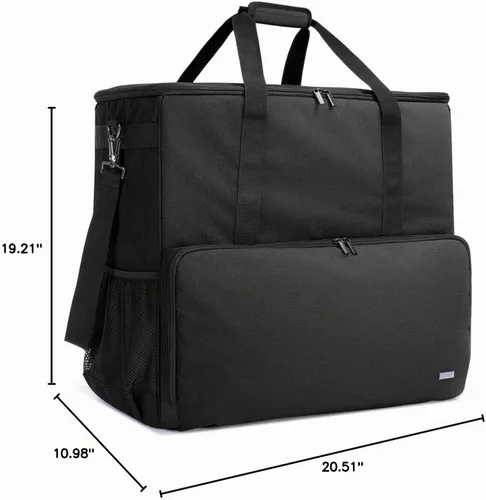 Vista 8 de CURMIO Funda de transporte para PC, bolsa de viaje de escritorio para torre de computadora, teclado, cable y ratón, solo bolsa, negro