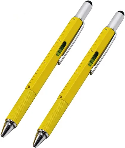 Vista 9 de Lápiz capacitivo, 7 en 1 multiherramienta para pantalla táctil, bolígrafo, regla, nivel, destornillador Phillips y cabeza plana (paquete de 3 negro)
