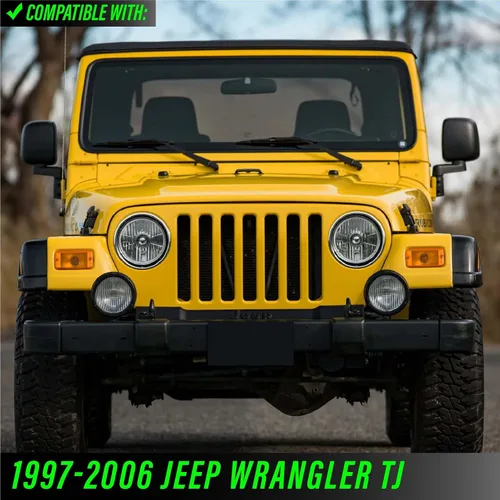 Vista 2 de USR 97-06 Wrangler TJ Faros LED de proyector redondos de 7" Pulgadas H6024 con carcasa negra 6024 Haz alto/bajo, faro sellado H6014 (Par) Compatible