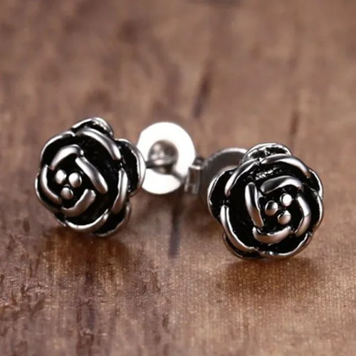 Vista 3 de Jude Jewelers Retro Vintage Acero Inoxidable Hipoalergénico Flor Rosa Declaración Fiesta Pendientes