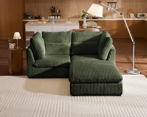 Vista 36 de Sofá Modular de Tamaño Grande, Sofá Seccional de Chenilla Cloud Extra Profundo con Chaise Otomana, Sofá Cama de Chenilla Esponjosa de 5 Asientos