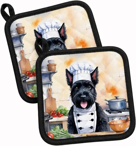 Vista 74 de Caroline's Treasures Coton de Tulear El Chef Par de Agarraderas de Ollas de Cocina Resistentes al Calor Juegos de Agarraderas de Ollas Almohadillas
