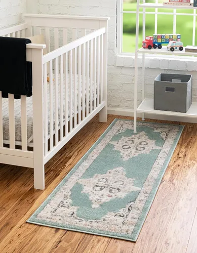 Vista 16 de Unique Loom Parker Collection - Alfombra de área Merakli (2 x 3 pies, rectangular, aguamarina/beige)