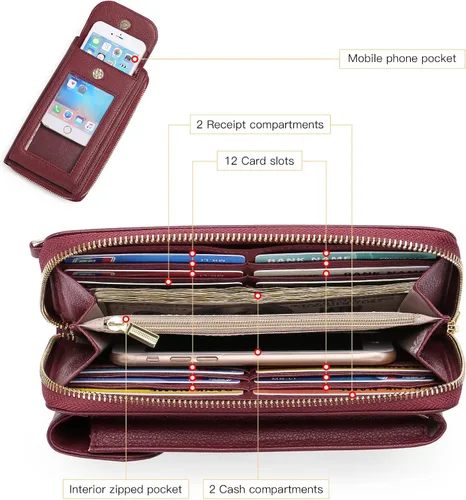 Vista 4 de FALAN MULE Bolso cruzado pequeño para teléfono celular para mujer, cartera de piel sintética