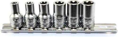 Vista 6 de TEMO 8 pc Torx Plus 18-32EP Socket 1/2 pulgada Square Drive Auto Reparación Herramienta Listo Impacto Listo