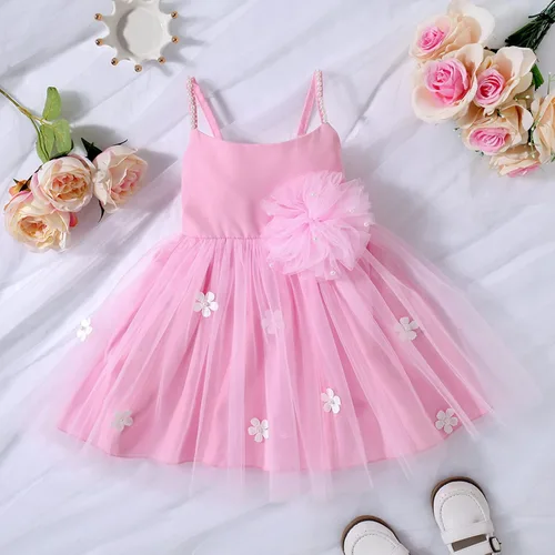 Vista 7 de Vestido de verano para niñas pequeñas, vestido de manga corta, vestido de cuello para niños, vestido deportivo sólido de 5 meses