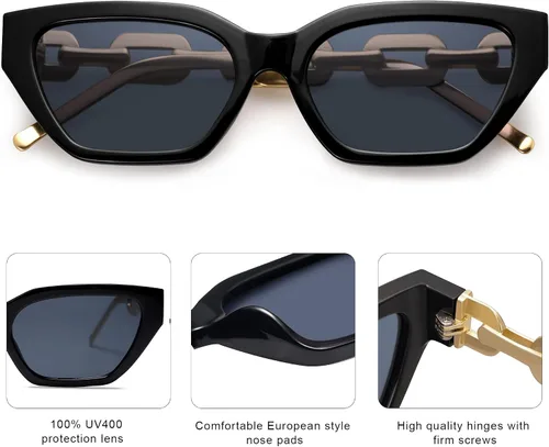 Vista 3 de SOJOS SJ2220 - Gafas de sol estrechas con ojo de gato retro para mujer
