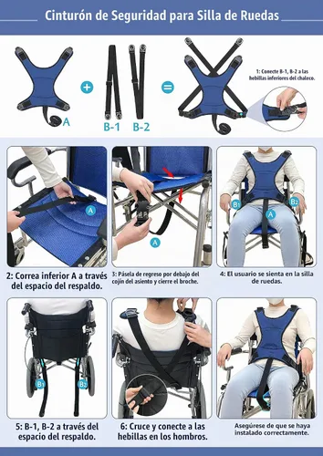 Vista 7 de AOSSA Cinturón de seguridad para silla de ruedas, restricciones de seguridad para ancianos, arnés para silla de ruedas, cinturón de seguridad