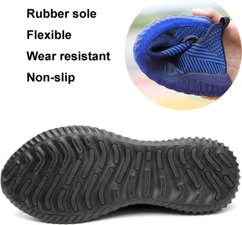 Vista 4 de SUADEX Zapatos de punta de acero para hombres y mujeres, zapatos de trabajo indestructibles, cómodos, ligeros, transpirables, de seguridad