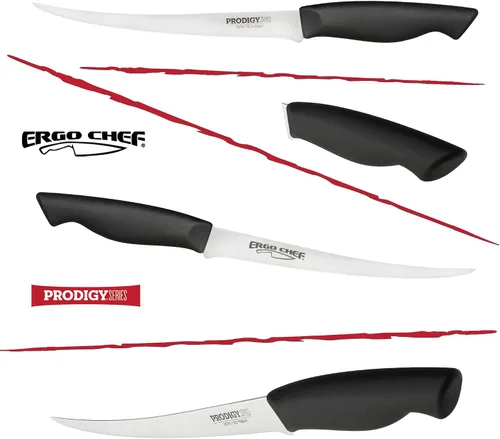 Vista 5 de Ergo Chef Prodigy Series - Cuchillo de filete flexible curvado de 7.5 pulgadas, hoja de acero inoxidable de alto carbono, mango ergonómico