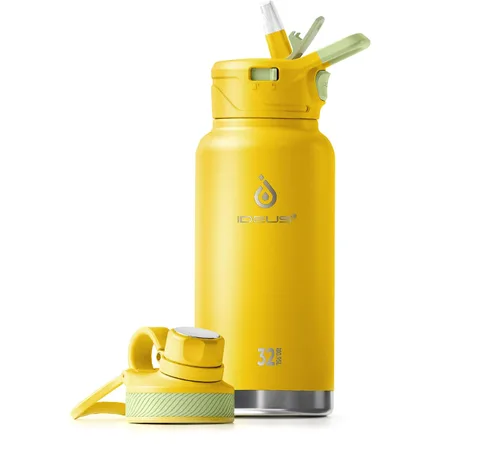 Vista 65 de IDEUS Botella de agua aislada de 12 onzas, botella de agua aislada de acero inoxidable para la escuela, botellas aisladas con pajitas a prueba