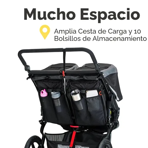 Vista 4 de BOB Gear Revolution Flex 3.0 Duallie - Cochecito para correr, cochecito doble, color negro grafito Versatile Double Jogger Stroller; All Terrain