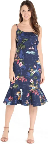 Vista 4 de Camisa de crucero hawaiano a juego para parejas, vestido de sirena, Papá Noel en color rojo hawaiano
