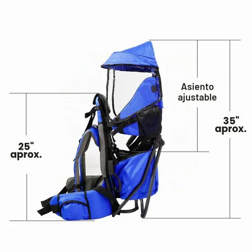 Vista 6 de Clevr Mochila transportadora para bebé, ligera con visor y cobertor contra el sol, Rojo o Verde, Azul