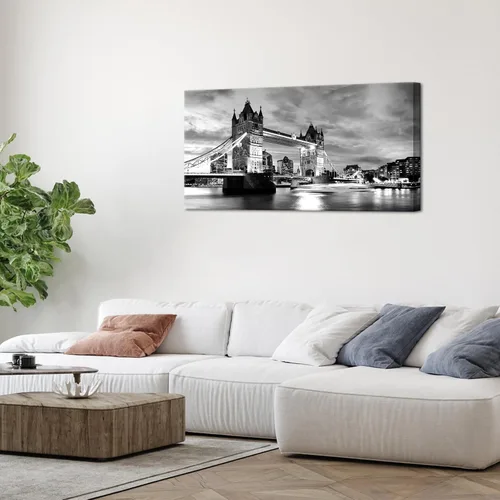 Vista 4 de KLVOS Lienzo de puente de la torre de Londres en blanco y negro, arte de pared, pintura de paisaje urbano de Inglaterra, imágenes del Reino Unido