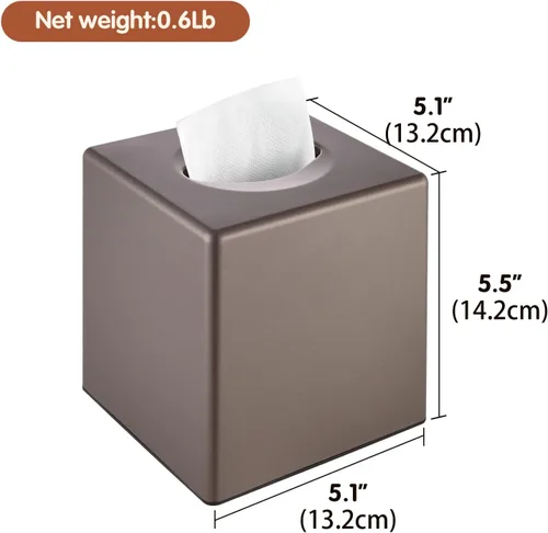 Vista 3 de Y-in Hand Funda para caja de pañuelos, soporte cuadrado para caja de pañuelos faciales, accesorios de almacenamiento para tocador de baño, encimeras
