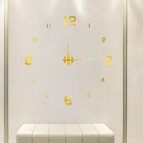 Vista 3 de Reloj de pared sin marco, moderno espejo 3D, decoración de reloj de pared, kit de reloj de bricolaje para el hogar, sala de estar, dormitorio