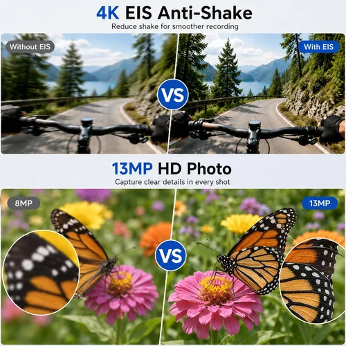 Vista 8 de Gafas inteligentes AI con cámara, captura HD de 13 MP, 4K EIS, lentes