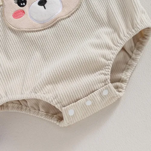 Vista 6 de LAGKIYOJ Ropa de otoño para bebé niña y niño, mameluco de pana con estampado de arco iris, sin mangas, traje de otoño e invierno