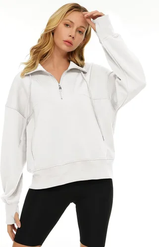 Vista 2 de AUTOMET Sudaderas de gran tamaño con capucha de forro polar para mujer, camisas de manga larga, ropa de otoño con bolsillo