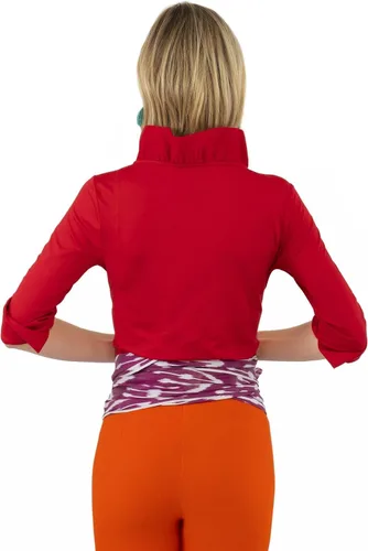 Vista 2 de Gretchen Scott Ruffneck Jersey parte superior- 34sleeve- Rosa