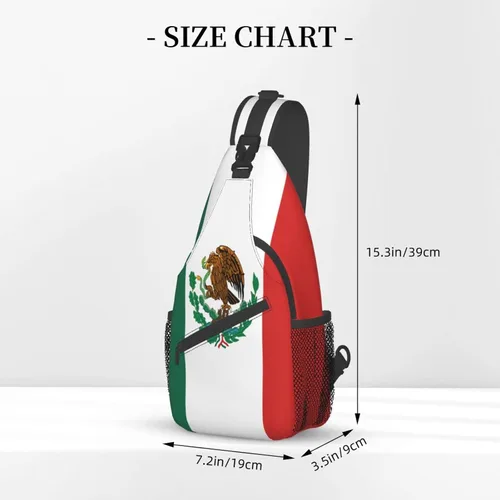 Vista 3 de Bandolera cruzada con bandera de México, mochila de viaje, senderismo, bolsa de hombro unisex para hombres y mujeres, Bandera de México 01