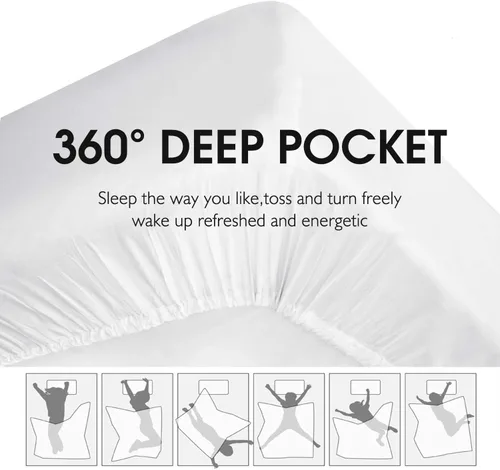 Vista 3 de Protector de colchón individual – Funda de colchón acolchada suave transpirable con bolsillo profundo (8-16 pulgadas), cubrecolchón de microfibra