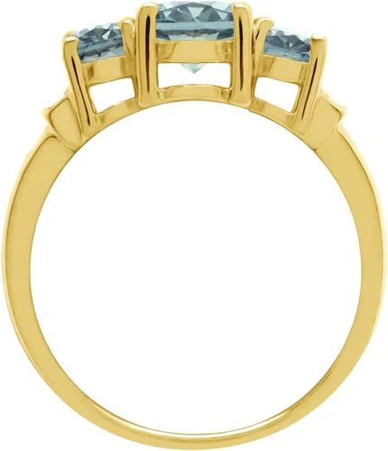 Vista 6 de Silvershake Anillo de Declaración Clásico de 3 Piedras de Forma Ovalada con Gemas de Piedra Natal de Plata Esterlina 925 Chapado en Oro Blanco o Oro