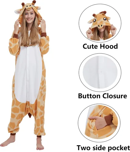 Vista 3 de SimZoo Adult Animal Onesie Pajamas, Men and Women's Animal Cosplay Costume Sleepwear, One-Piece Unisex Homewear