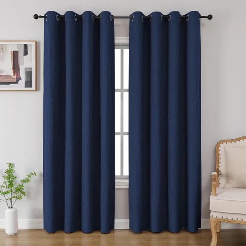 Vista 31 de CUCRAF - Juego de 2 paneles de cortinas de ventana con oscurecimiento total del 100%, de 54 pulgadas de largo, con aspecto de lino falso, cortinas