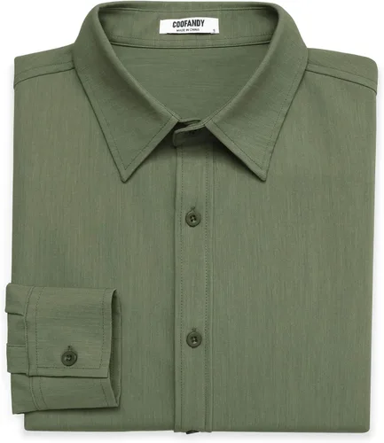 Vista 7 de COOFANDY Camisa de vestir casual de mezclilla con botones y manga larga para hombre
