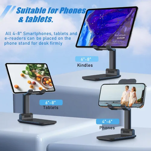 Vista 4 de Soporte para Teléfono de Escritorio, MT-6 Soporte para Teléfono Celular para Escritorio Soporte Universal para Teléfono Celular Plegable y Ajustable