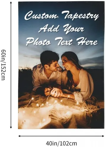 Vista 4 de Tapiz personalizado con fotos, texto, telón de fondo personalizado, tapiz personalizado para familiares y amigos, mascotas, Navidad, Halloween
