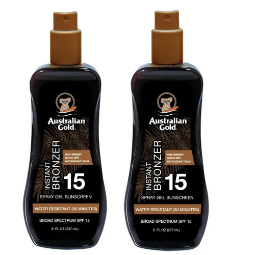 Vista 12 de Australian Gold Spray Gel Protector Solar con Bronceador Instantáneo SPF 15, 8 Onzas Hidrata y Humecta la Piel Espectro Amplio Resistente al