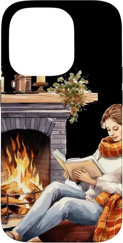 Vista 17 de iPhone 16 Book Reading In Fireplace Reader Bookworm Girls Women Case