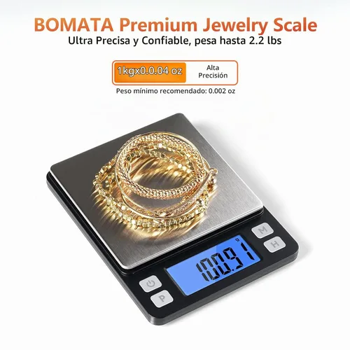 Vista 2 de Báscula digital de joyería BOMATA, escala de gramo de alta precisión de Negro