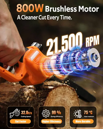 Vista 4 de Regalo único para hombres: Mini motosierra inalámbrica de 8 pulgadas y 6 pulgadas, potente y segura motosierra eléctrica de mano con 2