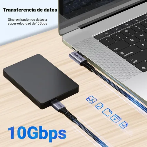 Vista 3 de Cable USB C de 100 W y 1.5 pies en ángulo recto, 2 paquetes