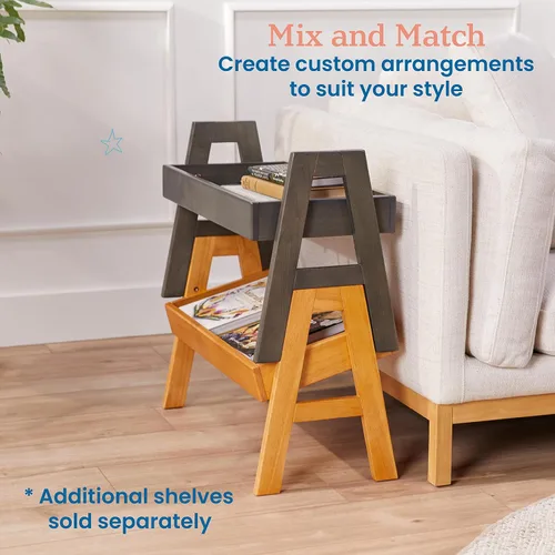 Vista 6 de ECR4Kids Estante apilable ajustable con borde completo, estantería, gris lavado Gris (Grey Wash)