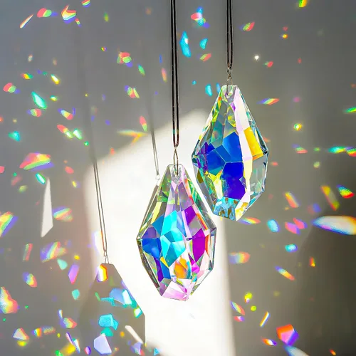 Vista 18 de H&D HYALINE & DORA Prismas Atrapasoles de Cuernos de Cristal con Revestimiento AB de 4.7", Juego de 2 Creadores de Arcoíris Prismas Colgantes