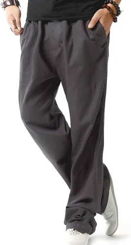 Vista 2 de JEShifangjiusu Pantalones de algodón y lino con cordón para hombre, cintura elástica, pantalones de yoga, pantalones de yoga holgados, pantalones