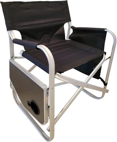 Vista 5 de Silla plegable de directores silla plegable con mesa auxiliar y portavasos, diseño XL Comfort (negro)